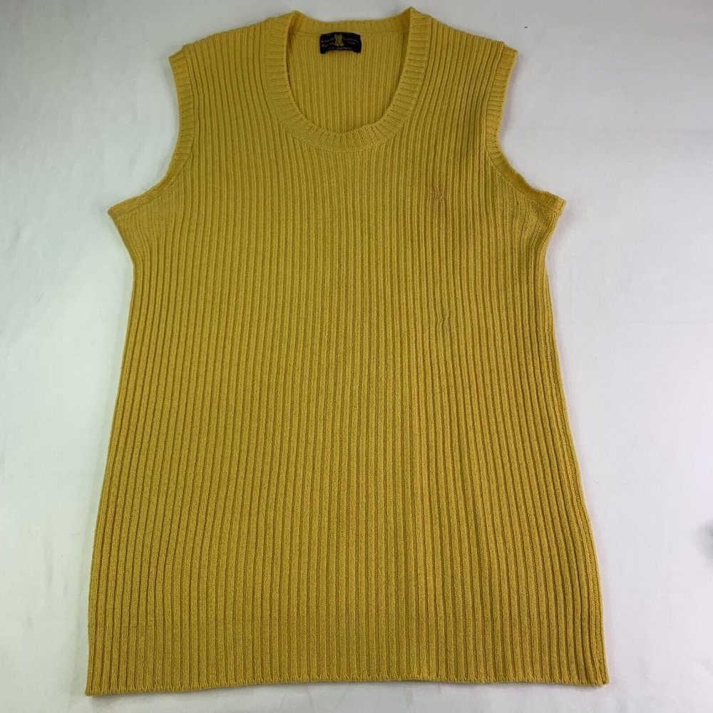Neiman Marcus 100% Lambswool Yellow Tank Top Shirt Womens Size Medium